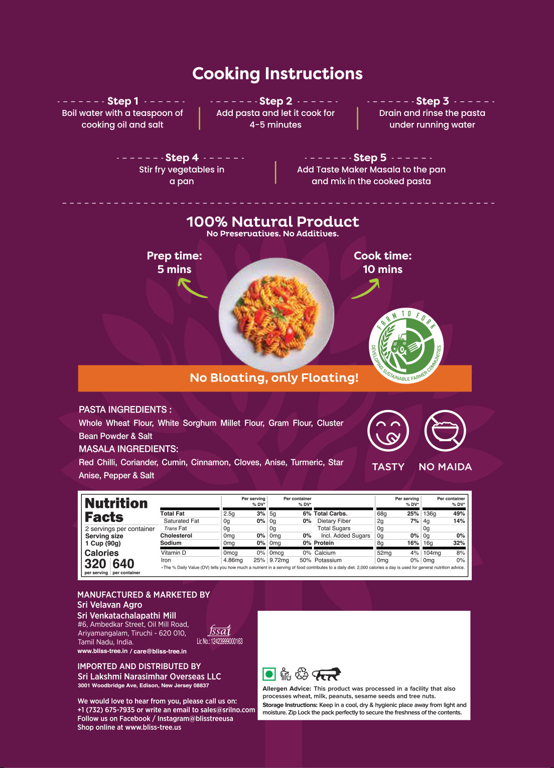 White Sorghum Pasta