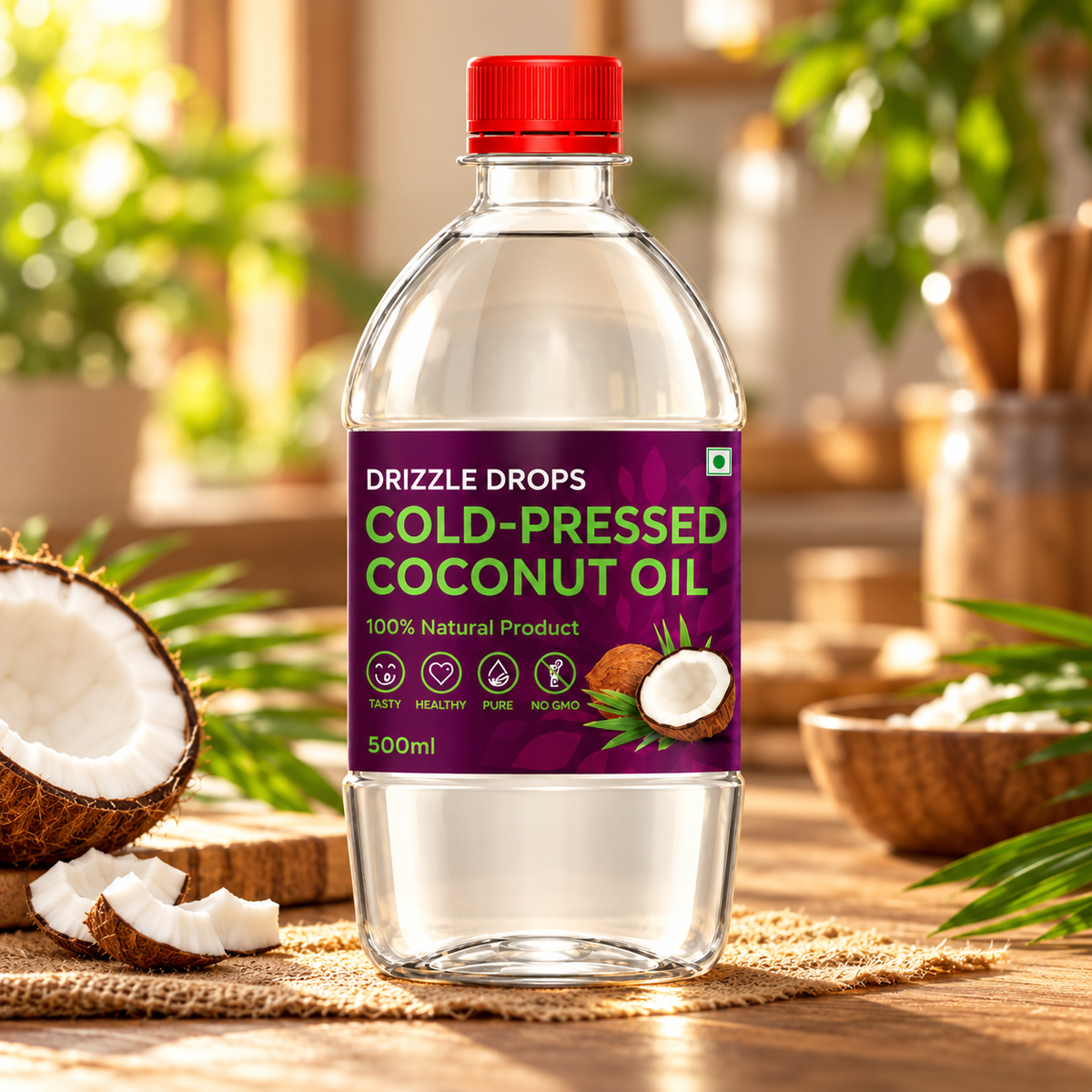 Cold-Pressed Coconut Oil - Extra Virgin & Full Wooden Extraction 1L